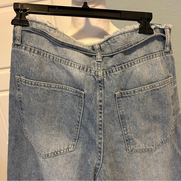 Anthropologie T.E.N.T.H.I.R.T.Y. Denim Wide Leg Frayed Mid-rise Jeans 7 / 28 - Picture 5 of 8